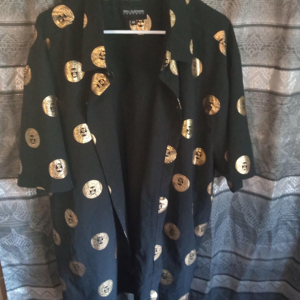 Black Shirt with Gold Pattern